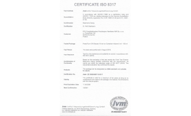 Certyfikat ISO 8317 18 mm wersja 2
