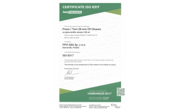 Certyfikat ISO 8317 28 mm Press/Turn