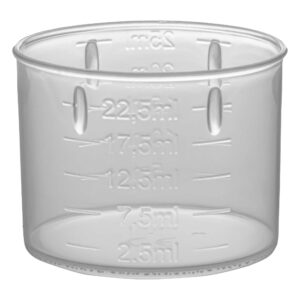 Kieliszek do odmierzania leków o pojemności 25ml  ze skalą 2,5-5,7-10-12,5-15-17,5-20-22,5-25ml