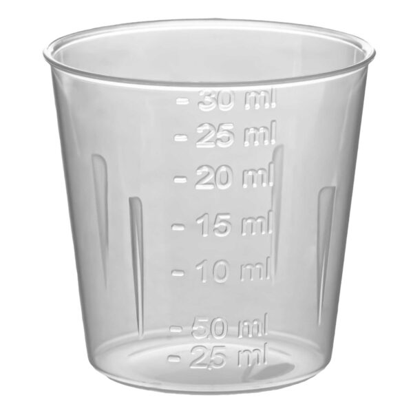Kieliszek do odmierzania leków o pojemności 30ml,  ze skalą 2,5-5,0-10-15-20-25-30ml
