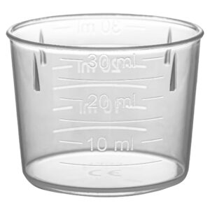Kieliszek do odmierzania leków o pojemności 30ml, ze skalą 10, 20, 30ml