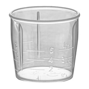 Kieliszek do odmierzania leków o pojemności 6ml  ze skalą 1-2-3-4-5-6 oraz 1,5ml