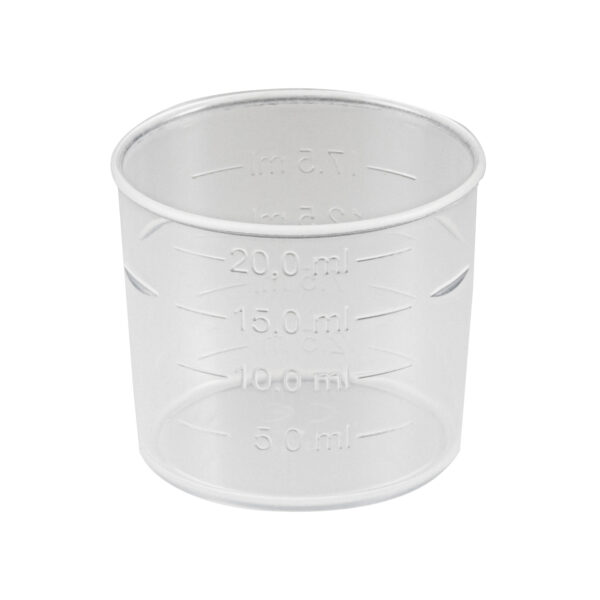 Kieliszek do odmierzania leków o pojemności 20ml ze skalą 2,5-5,0-7,5-10,0-12,5-15,0-17,5-20,0ml