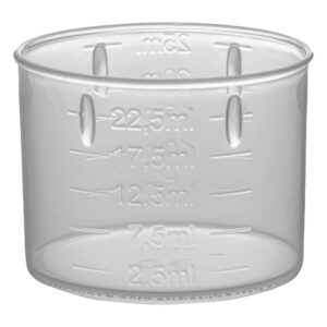Kieliszek do odmierzania leków o pojemności 25ml  ze skalą 2,5-5,7-10-12,5-15-17,5-20-22,5-25ml